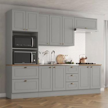 Imagem de Cozinha Completa Americana 10 Portas 5 Gavetas 100% Mdf Cinza Natural - Henn