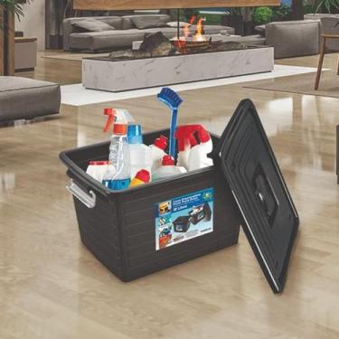 Imagem de Caixa organizadora Preta com Tampa e Trava Prata 30 Litros Arqplast - 