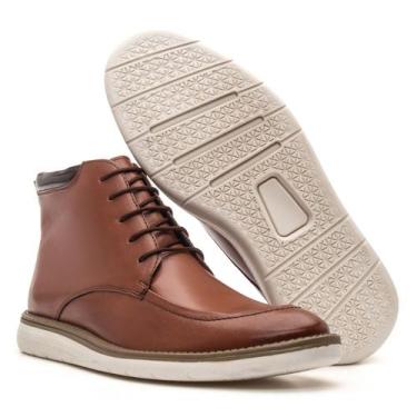 Imagem de Bota Masculina Oxford Cano Alto Couro Legitimo Castanho Casual Esport 