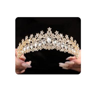 Imagem de Yheahin Tiara de casamento de cristal vintage para mulheres, ouro, prata, strass, coroa de rainha, tiara de princesa, coroa de princesa, acessórios para noivas, aniversário, formatura, fantasia,