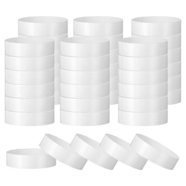 Imagem de PATIKIL Pulseiras de papel para eventos, pacote com 200 pulseiras neon para festas, pulseiras coloridas à prova d'água para identificação de concerto, faixas de mão para entrada de bar brancas