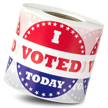 Imagem de Adesivos I Voted Today - 5 cm Círculo Dot Vermelho, Branco e Azul com Estrelas Etiquetas para Eleições, Governo e Aulas de História - 300 Adesivos por Rolo