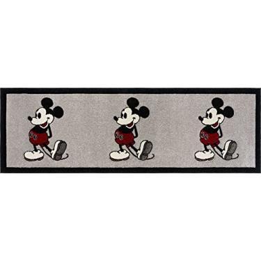 Imagem de Gertmenian Tapete 34362 Disney Mickey Mouse Tapete de área de decoração de quarto infantil, corredor de 2,5 x 8, borda preta cinza retrô Walt clássico da Disney