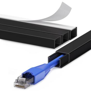 Imagem de Escondedor de parede para um cabo de 172,7 cm (10 x C 43 cm), capas de cabo ZhiYo para fios na parede, parede de cobertura de cabo fácil de instalar, cabos de cobertura de canal preto, parede de