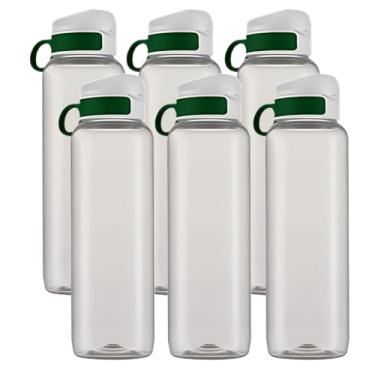 Imagem de Kit 6 Garrafinha Squeeze 1 Litro Resistente Garrafa Esporte Alça De Silicone