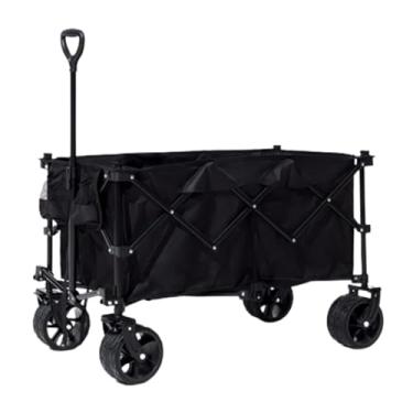 Imagem de carroça Carrinho de vagão com rodas dobrável, vagão utilitário para acampamento, lounge, praia, grande capacidade, 190l, carrinho de mão dobrável