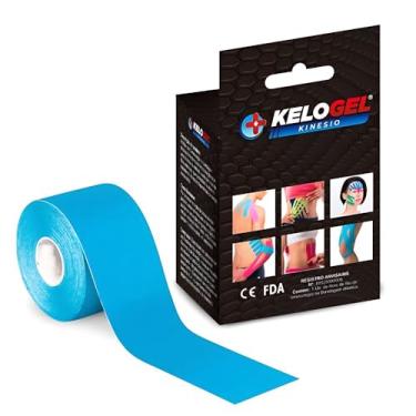 Imagem de Kinesio Tape Fita Bandagem Elástica Funcional Sport Adesiva 5cmx5m Pós-Operatório Fisio Gestante Kelogel (Azul)