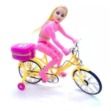 Imagem de Brinquedo Boneca Ciclista Bicicleta Musical Pedala Anda Articulada - T