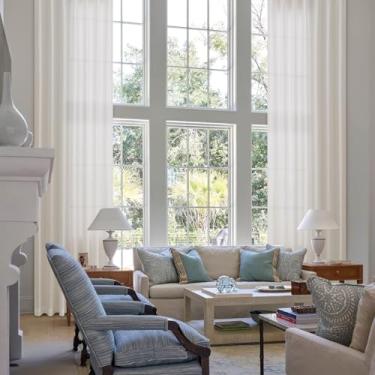 Imagem de Cortinas extra longas plissadas de linho creme natural 601 cm de comprimento para sala de estar, teto alto, filtro de luz, semitransparentes, pregas, anéis, abas traseiras, 102 x 610 cm, 1 painel