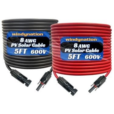 Imagem de Cabo de extensão de painel solar fotovoltaico fotovoltaico 8 AWG 8 AWG 1,8 m vermelho + 1,8 m preto