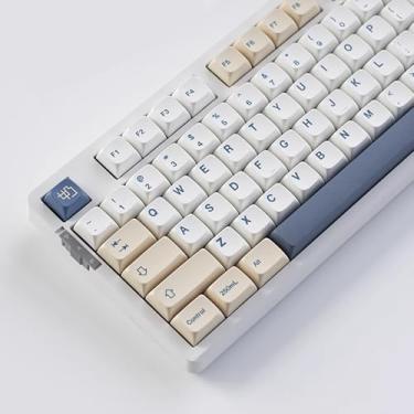 Imagem de KOVNISE Pudding Keycaps, Soymilk XDA Conjunto de 134 teclas, teclas de teclado personalizadas, teclas de teclado fofas, conjunto de teclas PBT de sublimação de tinta para 100%, 75%, 65%, 60% teclado