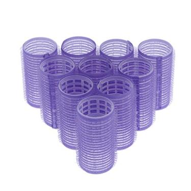 Imagem de Pacote com 10 rolos de cabelo, multicolorido, autoaderente, plástico aderente para ondulação, modelador profissional de cabeleireiro ou penteado encaracolado faça você mesmo – 8 tamanhos – 32 mm