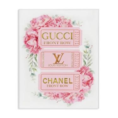 Imagem de Stupell Industries Design de arte de parede em tela Glam Tickets rosa e dourado por Amanda Greenwood, 61 x 76 cm