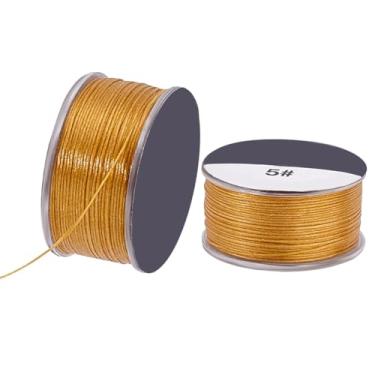 Imagem de PH PandaHall Cordão de nylon de 0,1 mm, 100 metros, fio de miçangas, fio de sementes de nylon, cordas de costura para costura de couro, joias e pulseiras, Goldenrod