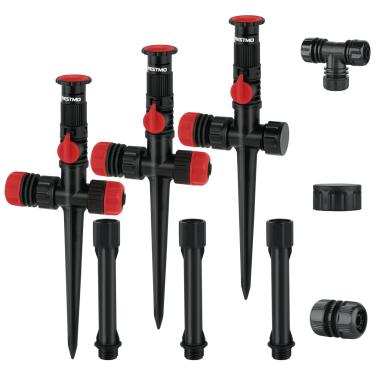 Imagem de RESTMO Sistema de irrigação acima do solo com base de ponta de metal, kit de irrigação DIY flexível, conjunto de mangueira de irrigação multiajustável, para plantas de jardim, canteiro de flores e