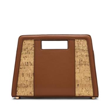 Imagem de Anne Klein Bolsa clutch de cortiça com alça conversível, castanha, Castanho, Small