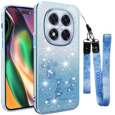 Imagem de Fofvccv Capa para Xiaomi Redmi Note 14 Pro 5G com glitter com alça transversal para mulheres e meninas, capa de telefone feminina brilhante com flores fofas capa floral para Redmi Note 14 Pro 5G YSS