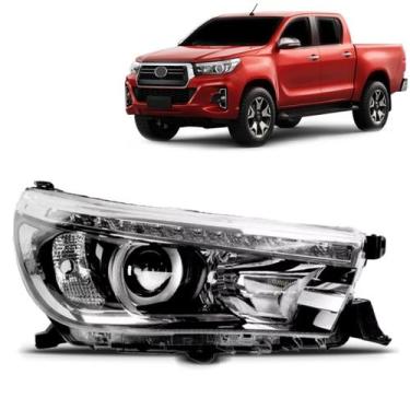 Imagem de Farol Hilux Pick Up 2016 a 2020 Elétrico Com Motor e Led - TYC, Direit