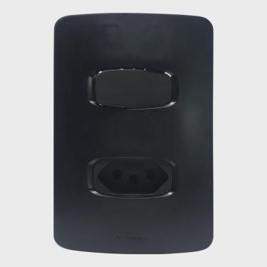 Imagem de Conjunto Interruptor Simples + 1 Tomada 20A Gracia Maxx Alumbra Preto