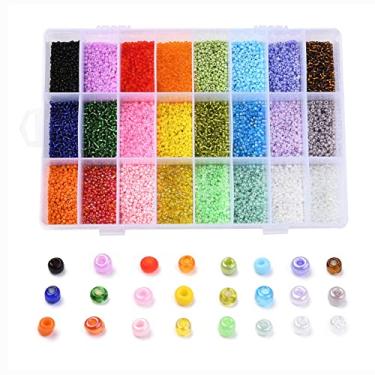Imagem de Spritewelry 2 mm 12/0 contas de semente de vidro 24 cores pequenas contas artesanais kit de contas de pônei para pulseiras faça você mesmo, colar, joias