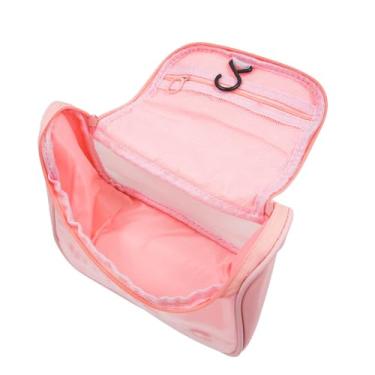 Imagem de Necessaire de Viagem com Gancho, 23 x 17 x 13 cm, Rosa, Compartimentos Múltiplos