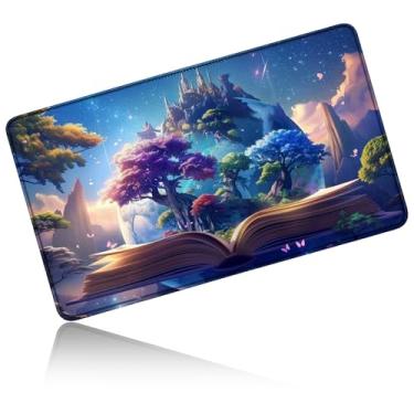 Imagem de Dikoer for MTG Playmat 24 x 14 Inches, Card Playmat Stitched with Magic Zones Commander Deck Gaming Desk Mat Card Gameplay Pad for MTG TCG Trading Card Inked Game - Forest of Books