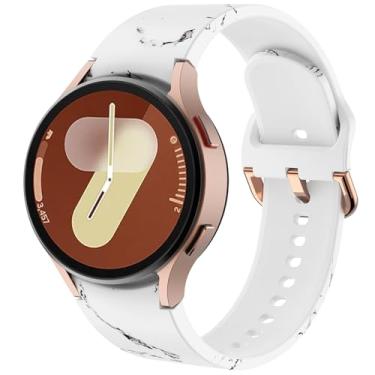Imagem de DEALELE Pulseiras de silicone compatíveis com Samsung Galaxy Watch 7/6 / 5/4 de 40 mm e 44 mm / FE/6 Classic/5 Pro/4 Classic, pulseira de silicone estampada sem lacunas de 20 mm para mulheres e homens