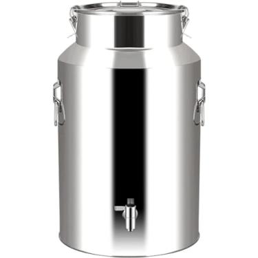 Imagem de ZDJZMGZ Lata de leite de aço inoxidável - Tanque hermético de óleo de leite jarro de água barris de transporte de vinho com tampa selada e torneira para recipiente de armazenamento de líquidos-A||5L