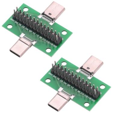 Imagem de Cermant 2 peças de placa de teste USB 3.1 tipo C macho para fêmea com placa PCB 24 pinos 2,54 mm conector de dupla face soquete e conector de pino para transferência de cabo de fio de linha de dados