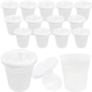 Imagem de Pacote com 15 copos de tinta sem derramamento com tampas brancos reutilizáveis à prova de derramamento para crianças sala de aula artes materiais de artesanato prêmios escolares