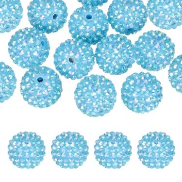 Imagem de PATIKIL Contas de strass de resina de 20 mm para caneta com contas, pacote com 20 bolas de discoteca brilhantes em pedaços redondos de chiclete para chaveiro com contas para fazer joias, artesanato