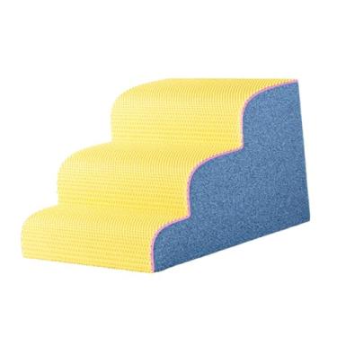 Imagem de WeiLaiKeQi Rampas de cães degrau degraus de alta densidade resistente à esponja resistente a 30 cm de altura Passos de animais de estimação anti -deslizamento, Azul Amarelo