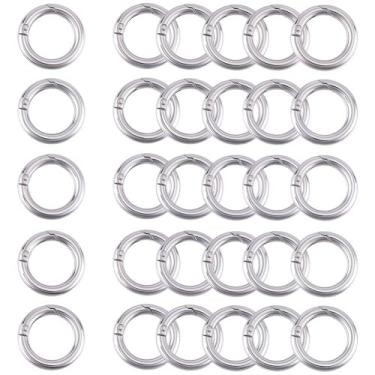 Imagem de SOFPLATE 1 caixa 2,5 cm 25 mm 30 peças anéis de mola anel de prata grande liga de calibre 6 clipes de círculo de metal ganchos de pressão mosquetão redondo para fabricação de joias chaveiro bolsa
