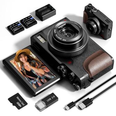 Imagem de Câmera digital G-Anica 64MP, vídeo 5K, zoom 18X com 2 baterias