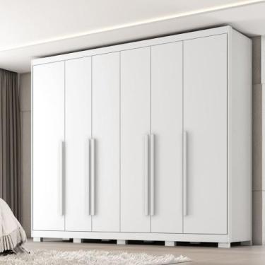 Imagem de Guarda Roupa Casal com Pés 6 Portas em MDF Platinium Zanzini, Branco A