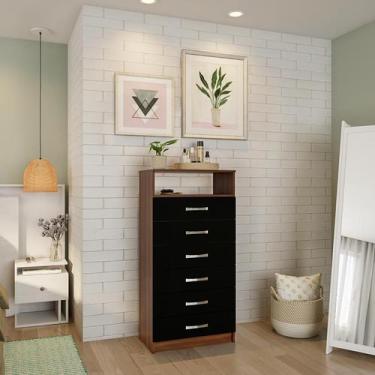 Imagem de Cômoda Eros 6 GV Imbuia e Preta - Mobly