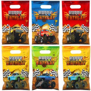 Imagem de Pajean 48 Pieces Monster Truck Gift Bags Bulk Plastic Happy Birthday Truck Party Bag Racing Truck Treat Goodie Bags for Kids Monster Truck Birthday Party Favors Supplies Packing, 9.8 x 6.5 Inch