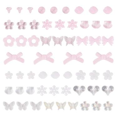 Imagem de Cheriswelry Contas de acrílico sortidas, pulseira rosa, flor, borboleta, arco, coração, Kandi, espaçadores soltos de plástico fofo para alças de telefone faça você mesmo, chaveiro, joias, 100 g