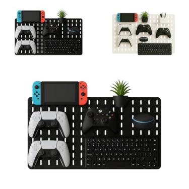 Imagem de Pegboard Premium Mdf Setup Gamer Home Office Preto Branco dupla face Deitado