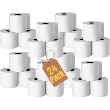 Imagem de 1InTheOffice Rolos de papel térmico para cartão de crédito, rolos de papel de calculadora, 6 x 330 cm, pacote com 24