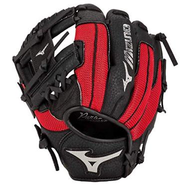 Imagem de Mizuno Luvas de beisebol unissex GPP1000Y3RD Prospect Series PowerClose, 25,4 cm, mão direita, preto/vermelho Deep III Web