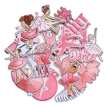 Imagem de Jongdari 16 peças de bailarina dançarina ferro em remendos, rosa bonito bailarina dançando jovem menina bordado aplique kawaii reparação patch para roupas, chapéus, bolsas, jaquetas