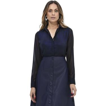 Imagem de Camisa Zaiko Brilho Manga Longa 2182, M, Feminino, Azul