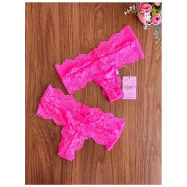 Imagem de Calcinha Fio Renda Florença Rosa Neon tamanho P - c malhas