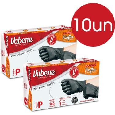 Imagem de Luva Descartavel Vinilflex Preta Vabene 10 caixas Tamanho P, P, Preto