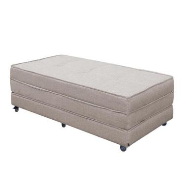 Imagem de Pufe Cama Dobrável Casal 130 Premium Due Decor, Linho Champanhe