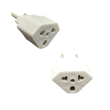 Imagem de Adaptador de Tomada Universal 10A e 20A 2 Polos Padrão Brasileiro e Americano Kit 2 Unidades
