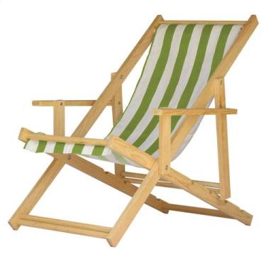 Imagem de Espreguiçadeira Dobrável para Piscina ou Varanda - Madeira Maciça, Com