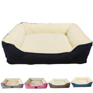 Imagem de Cama Pet Retangular Suede Pelúcia Confortável GG Para Cachorros e Gatos Cama De Cachorro Cama Para Gato Caminha De Cachorros(Preto)