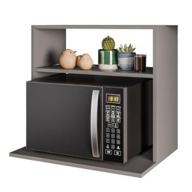 Imagem de Armário Aéreo Suporte para Microondas com Nicho Luara Cinza Grafite - 